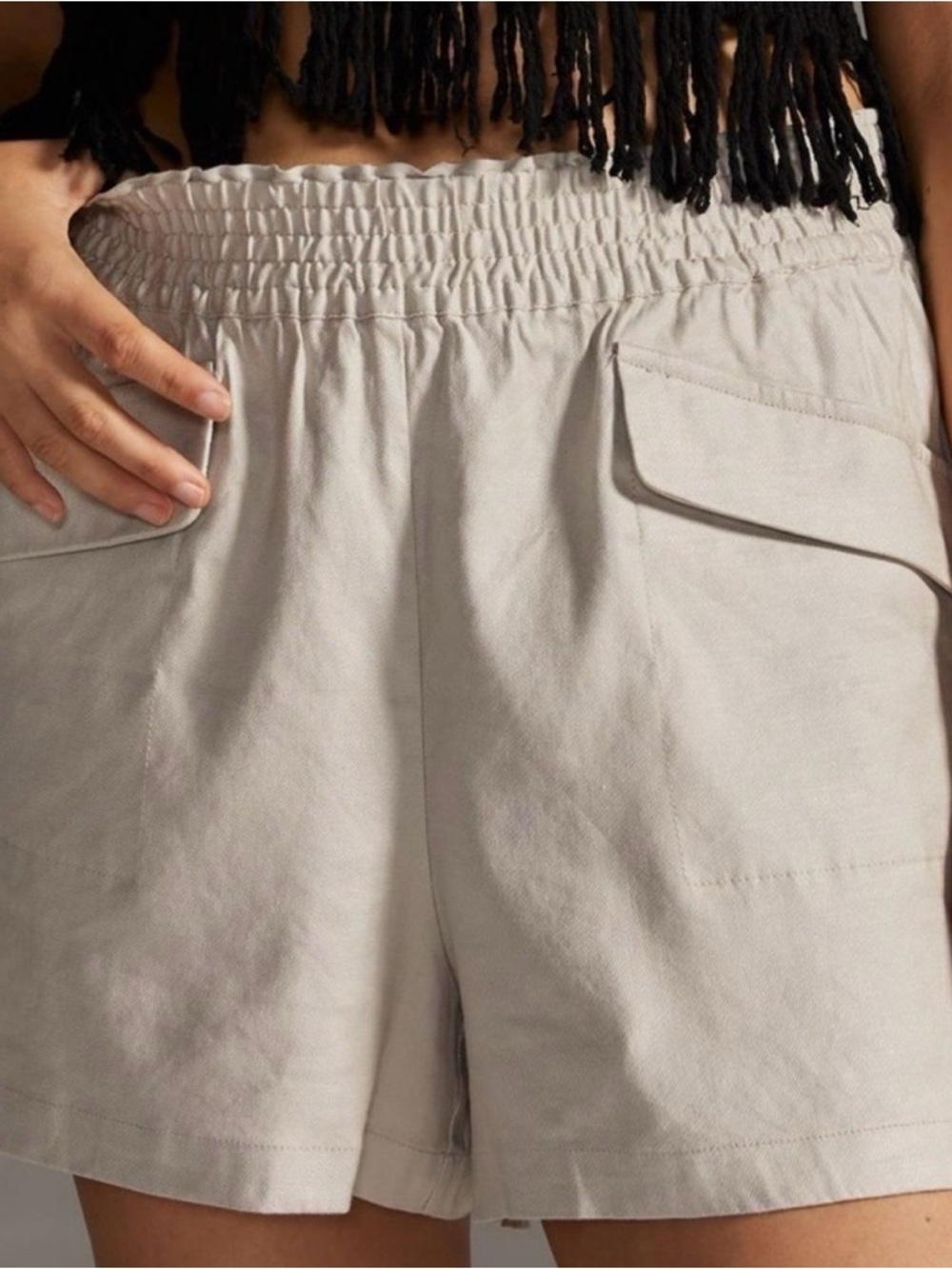 Anthropologie Maeve Linen A-Line Shorts Flap Pockets Stretch
Waist Size Small